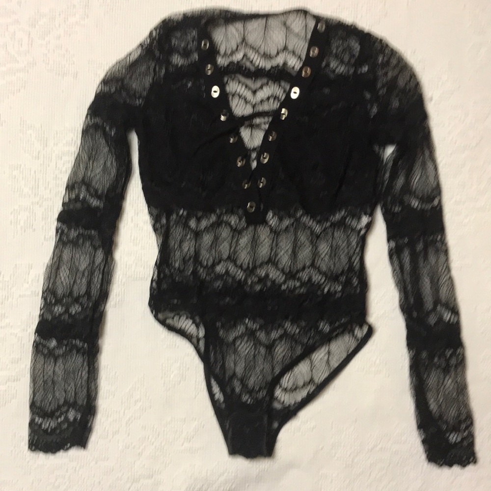 Sexy black lace Bodysuit